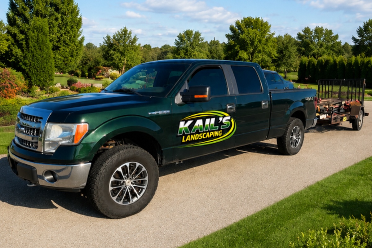 Kail wearing Kail's Landscaping branded workwear